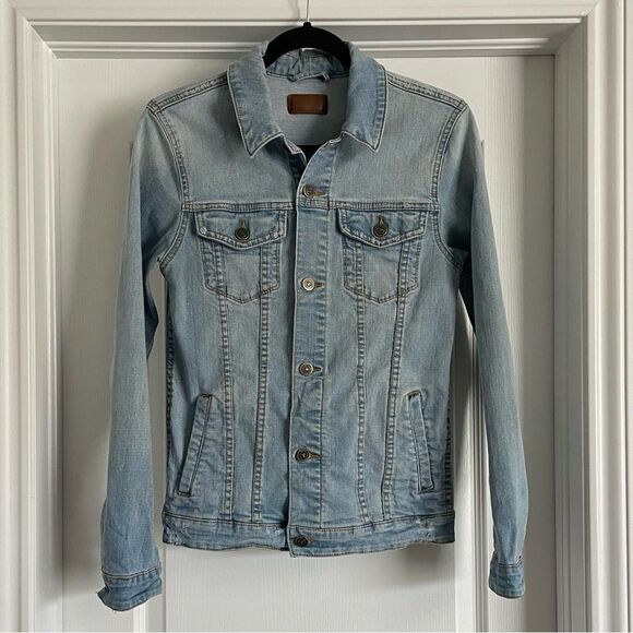 Custom Embroidered ASOS Denim Jean Jacket Light Blue Wash Bird Floral Size S - Picture 5 of 11